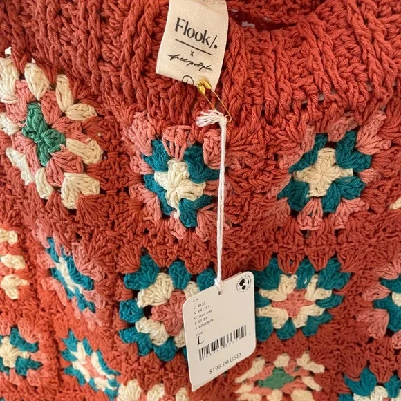 Free People FLOOK Claire Crochet Leggings Size Large - Picture 5 of 5